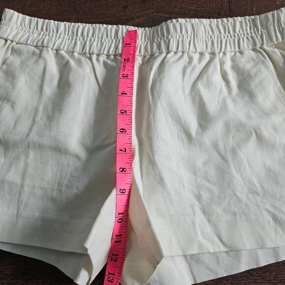 New J. Crew elastic waist shorts white linen cotton pockets 10 medium - Picture 7 of 8